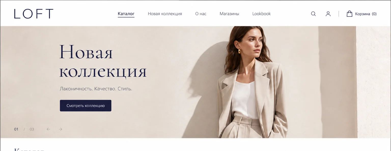 Интернет-магазин премиум-одежды LOFT — скриншот 1