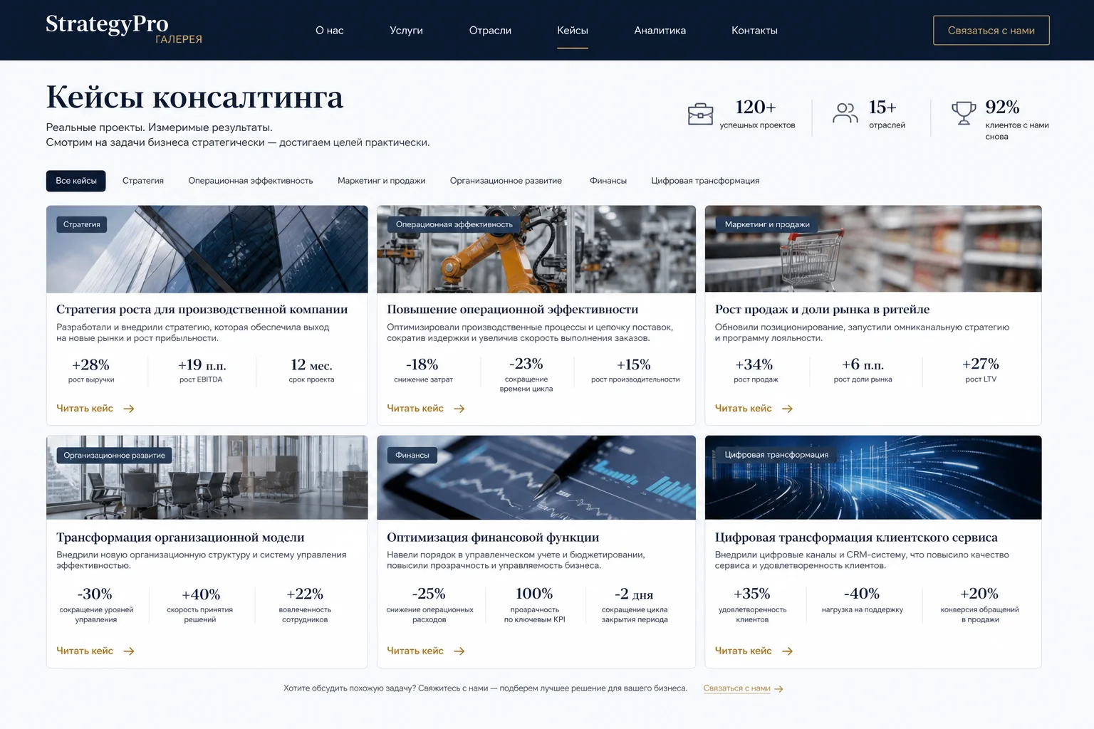 Сайт консалтинговой компании StrategyPro — скриншот 1