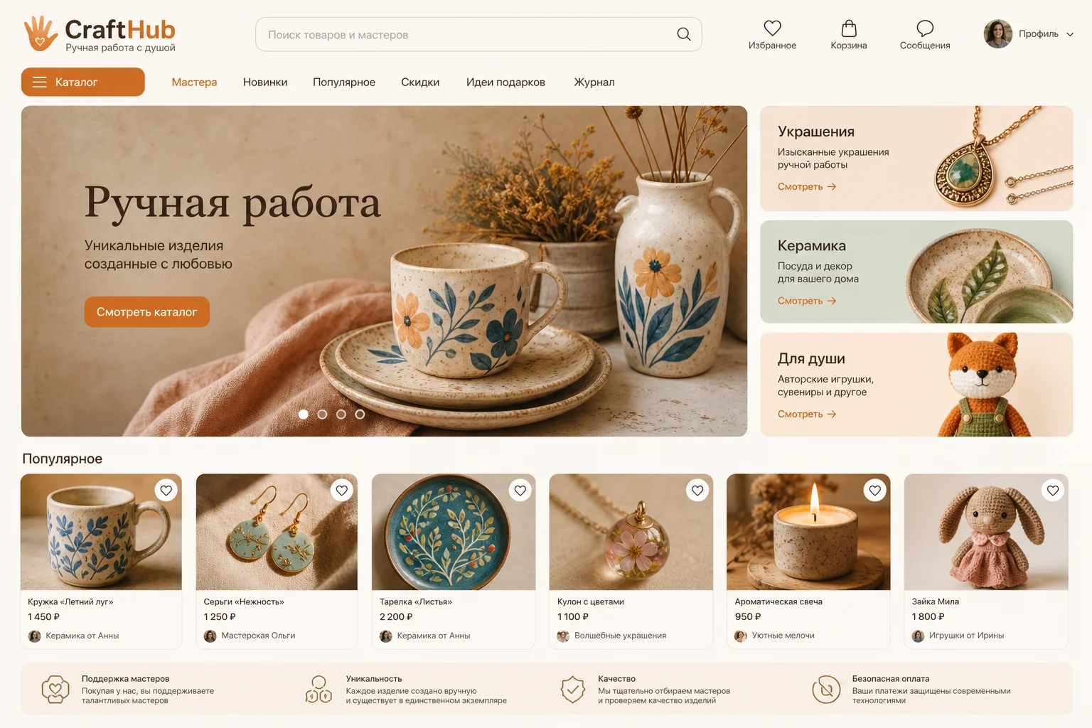 Маркетплейс handmade товаров CraftHub