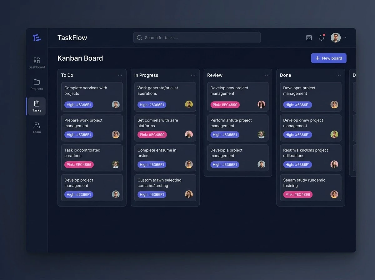 Сервис управления проектами TaskFlow — экран 1